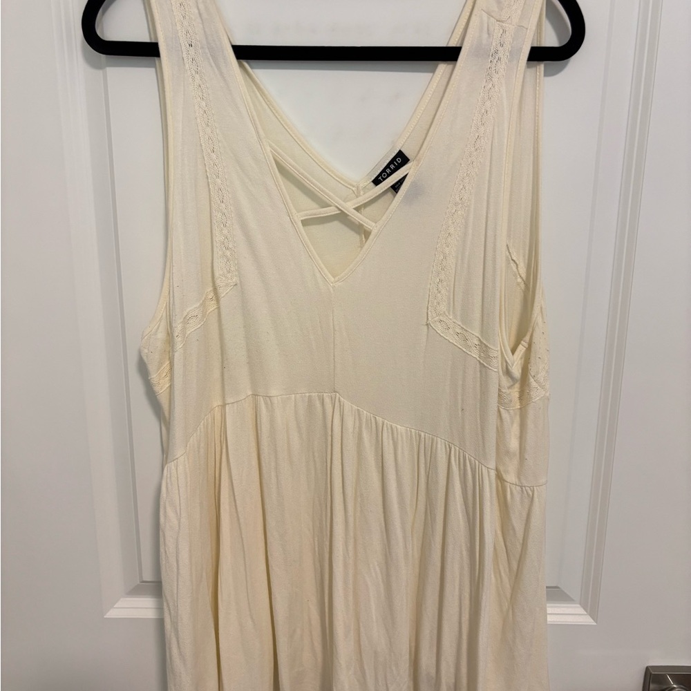 Torrid Cream Pleated Tank Top